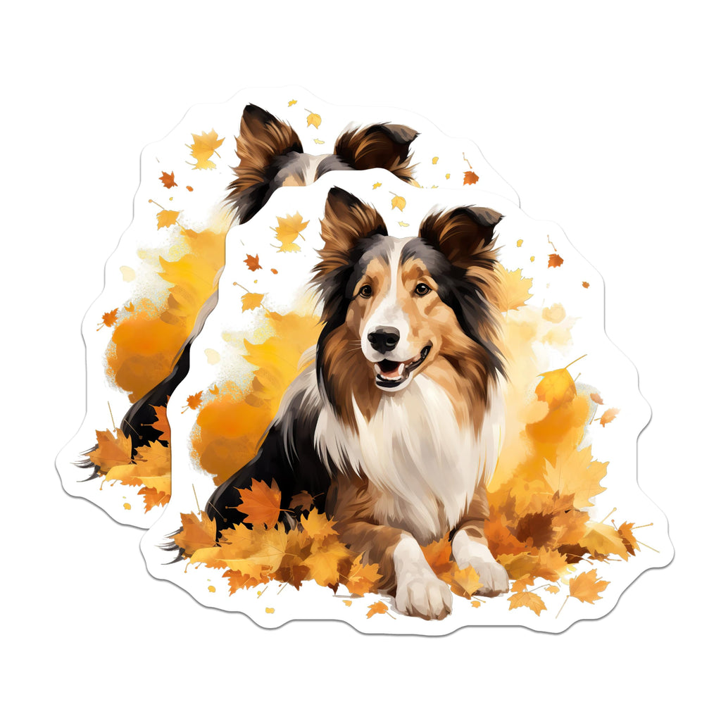 (2 Pack) Shetland Sheepdog Magnets - Sheltie Dog Art - Fall Autumn Decor Pet Lovers - 5 Inches On Longest Side - Thick Durable Magnet - Made in USA - MAG28616