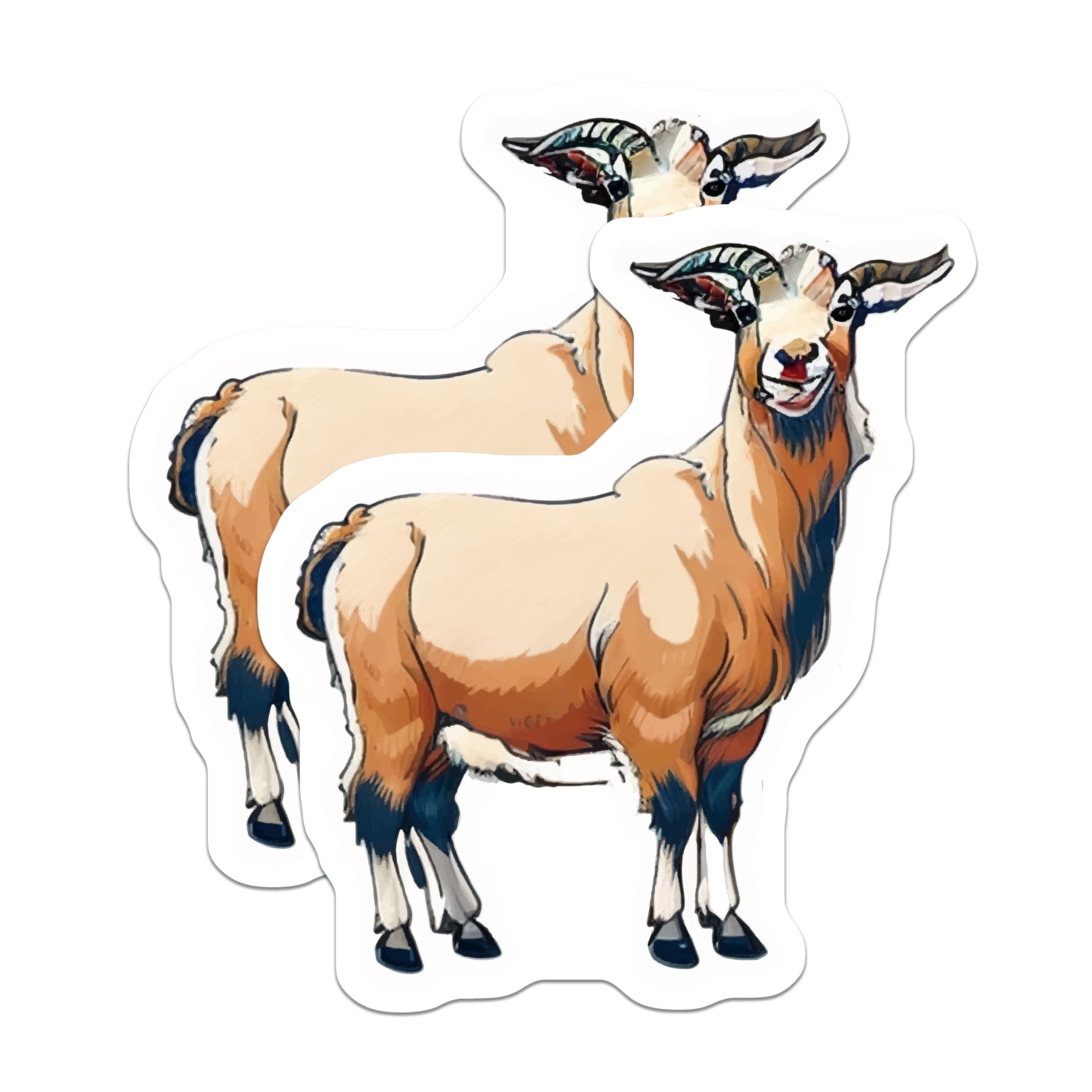 (2 Pack) Happy Goat Magnets - Farm Animal Decor - Smiling Critter Refrigerator Art - 5 Inches On Longest Side - Thick Durable Magnet - Made in USA - MAG21249
