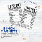 (2 Pack) Sister Nutrition Facts Magnets - Humor Magnets - Funny Kitchen - Cute Magnets for Refrigerator - 5" On Longest Side - for Cars, Fridges, Toolboxes - Made in USA - MAG4402