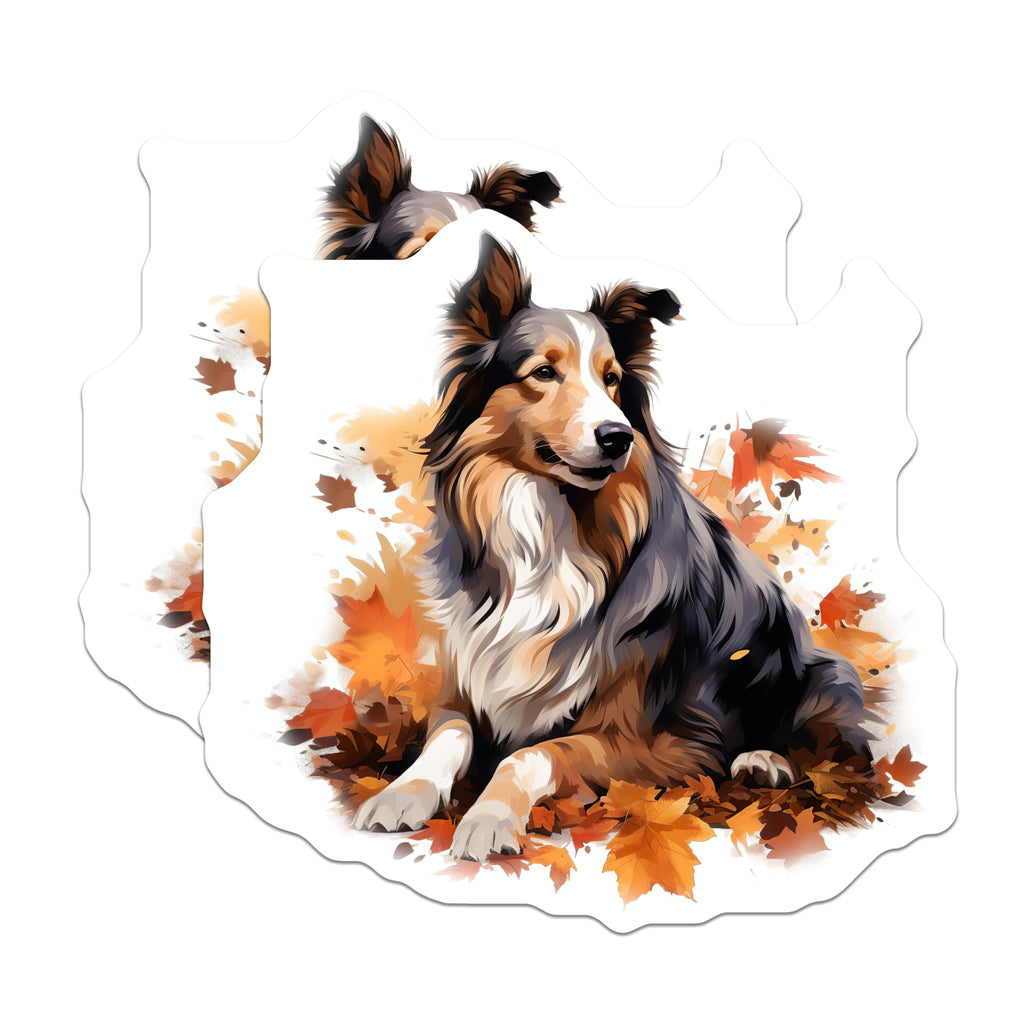 (2 Pack) Shetland Sheepdog Magnets - Autumn Fall Leaves Decor - Dog Lover Car Refrigerator Magnet - 5 Inches On Longest Side - Thick Durable Magnet - Made in USA - MAG28772