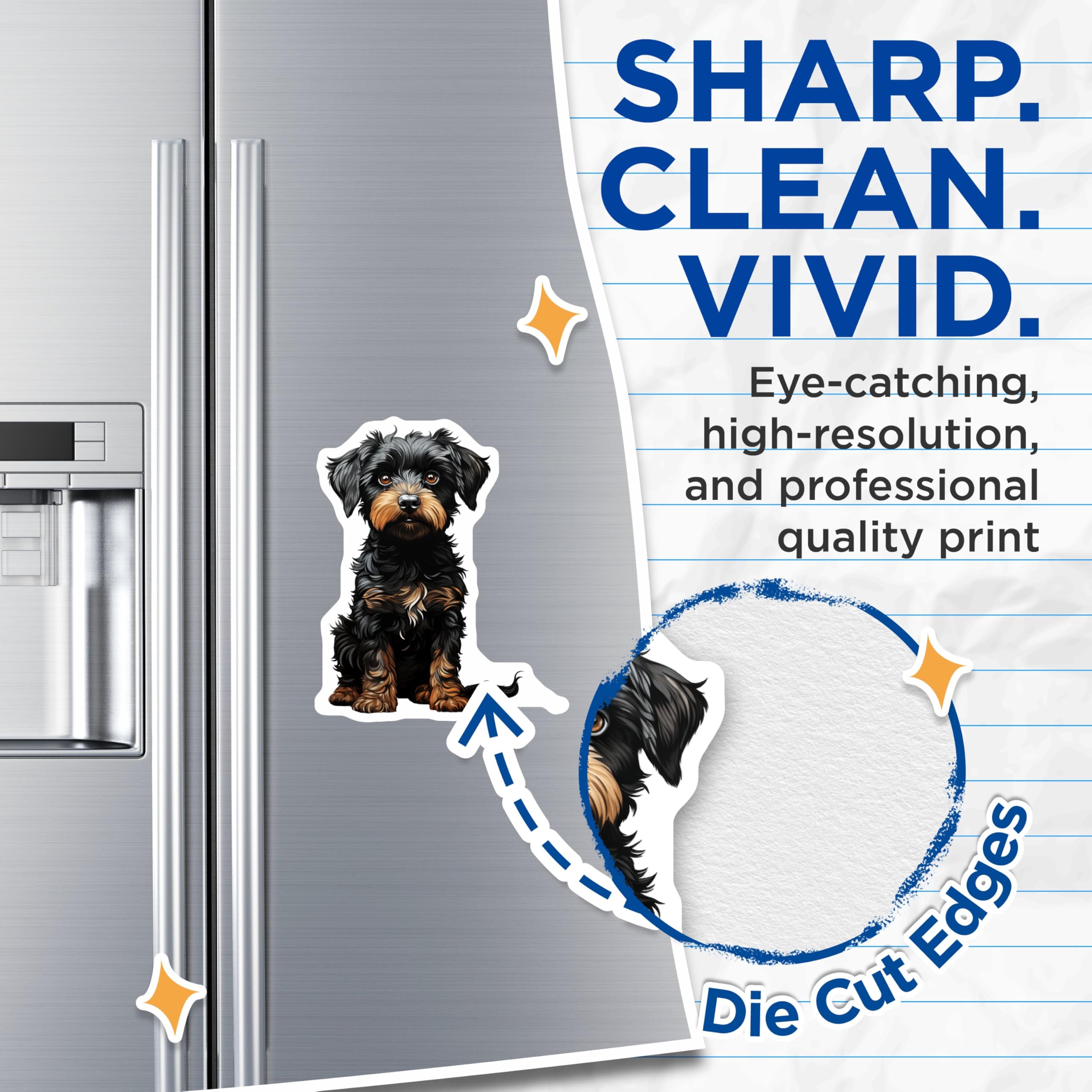(2 Pack) Cute Terrier Dog Magnets - Adorable Puppy Art Magnet - Pet Lover Refrigerator Decor - 5 Inches On Longest Side - Thick Durable Magnet - Made in USA - MAG25622