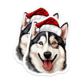 (2 Pack) Christmas Husky Magnets - Santa Hat Dog Magnet - Festive Animal Decor for Refrigerator - 5 Inches On Longest Side - Thick Durable Magnet - Made in USA - MAG29328