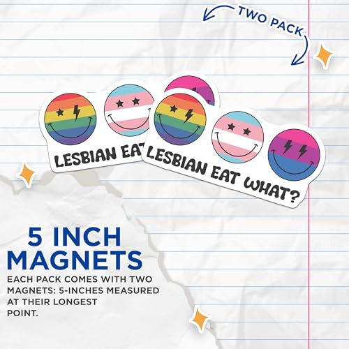 (2 Pack) Lesbian Eat What Magnets - Pride Decor - Funny LGBTQ+ Gift - 5" On Longest Side - for Cars, Fridges, Toolboxes - Made in USA - MAG6560