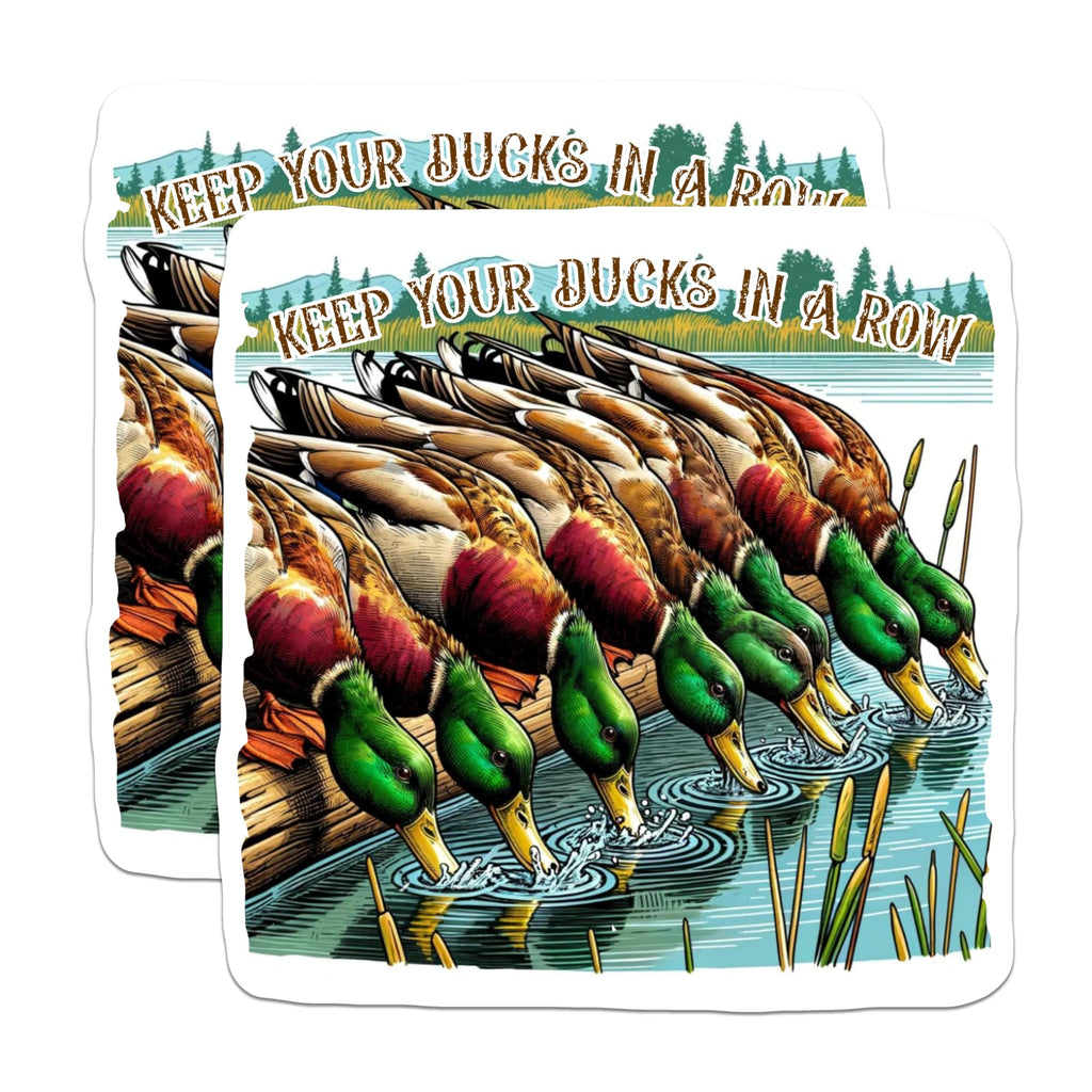 (2 Pack) Keep Your Ducks in A Row Magnets - Mallard Wildlife Art - Humorous Organizational Kitchen Refrigerator Locker Decor - 5 Inches On Longest Side - Thick Durable Magnet - Made in USA - MAG19508