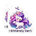 (2 Pack) Unicorn Stickers - I Glitterally Can't - Cute Unicorn Decal - 5" On Longest Side - Sticks to Smooth Flat Surfaces - Made in USA - BMCS5650