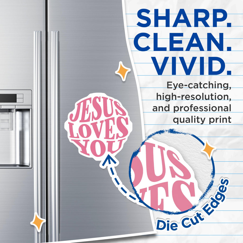(2 Pack) Jesus Loves You Magnets - Christian Faith Decor - Religious Refrigerator Accessories - 5 Inches On Longest Side - Thick Durable Magnet - Made in USA - MAG29430