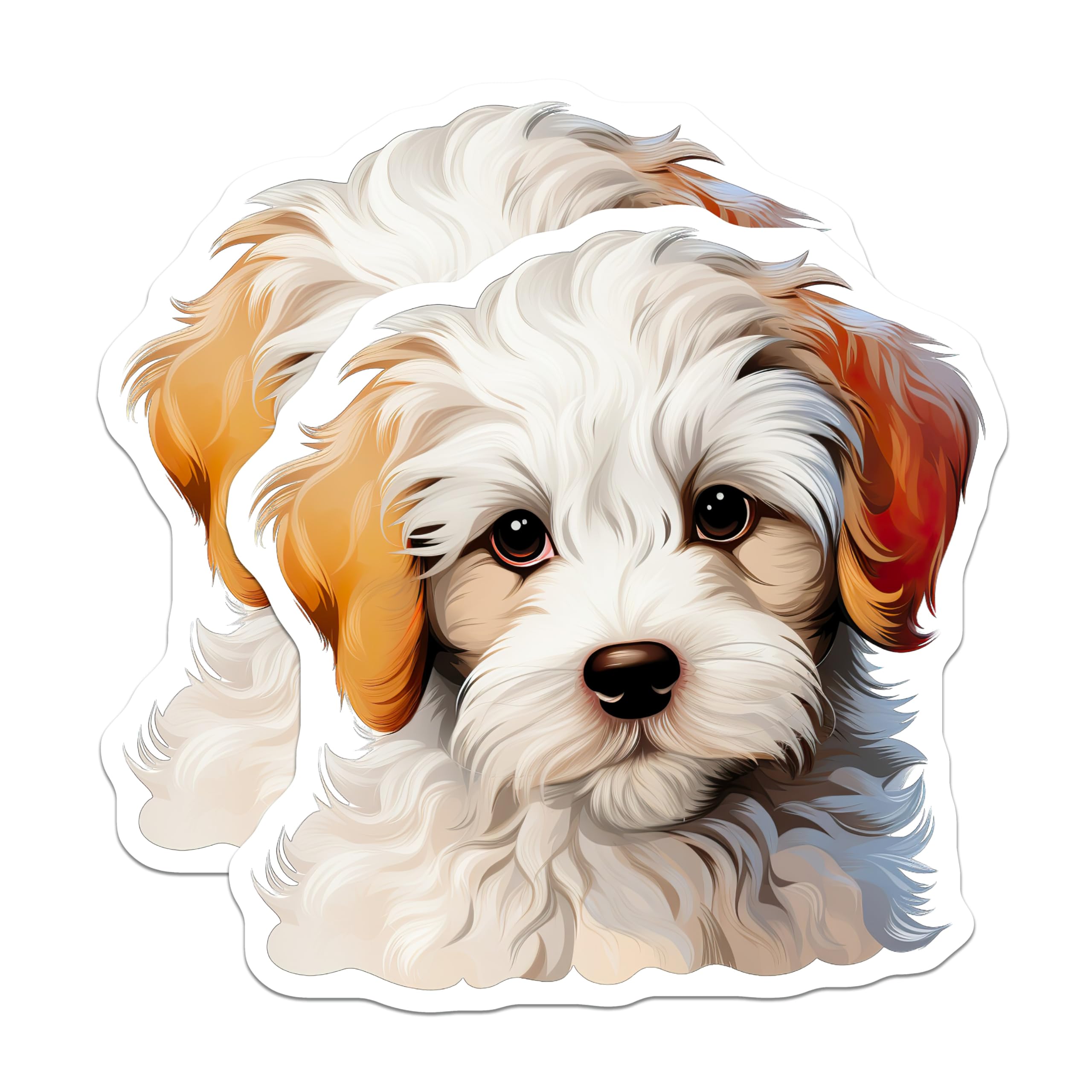 (2 Pack) Cute Fluffy Puppy Magnets - Adorable Dog Lover Refrigerator Decor - Pet Owner Art Magnets - 5 Inches On Longest Side - Thick Durable Magnet - Made in USA - MAG28776