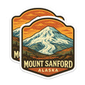 (2 Pack) Mount Sanford Magnets - Alaska Mountain Landscape Art - Retro Travel Souvenir Decor - 5 Inches On Longest Side - Thick Durable Magnet - Made in USA - MAG20006