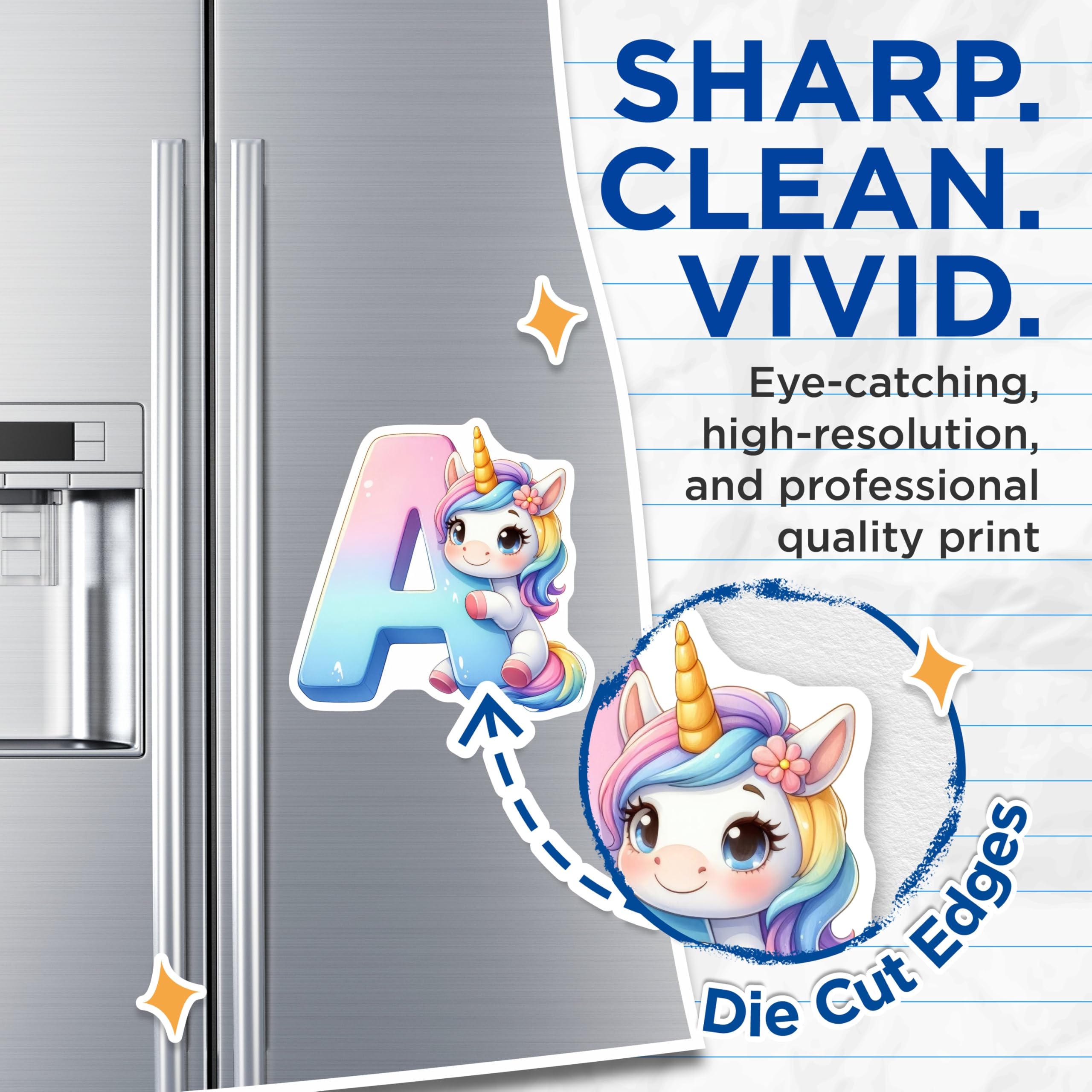 (2 Pack) Unicorn Initial A Magnets - Alphabet Letter Magnets - Pastel Unicorn Room Decor - 5" On Longest Side - Premium Magnet - for Cars, Refrigerators, Toolboxes, Lockers - Made in USA - MAG15210