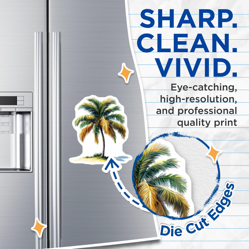 (2 Pack) Tropical Palm Tree Magnets - Coastal Decor - Beach Vacation Reminders - Summer Fridge Decorations - 5 Inches On Longest Side - Thick Durable Magnet - Made in USA - MAG29904