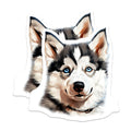 (2 Pack) Siberian Husky Dog Magnets - Blue Eyed Canine Art - Pet Lover Fridge Decor - 5 Inches On Longest Side - Thick Durable Magnet - Made in USA - MAG25030