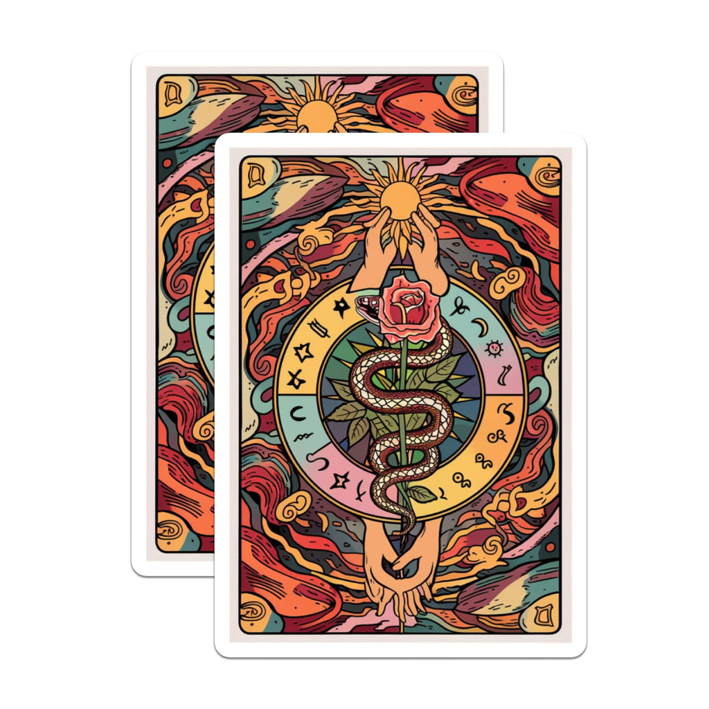 (2 Pack) Mystical Snake Rose Magnets - Celestial Sun Moon Hands Art - Esoteric Alchemical Spiritual Decor - 5 Inches On Longest Side - Thick Durable Magnet - Made in USA - MAG21026