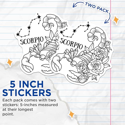 (2 Pack) Scorpio Zodiac Stickers - Astrology Constellation Decal - Horoscope Vinyl Art - 5" On Longest Side - Sticks to Smooth Flat Surfaces - Made in USA - BMCS5851