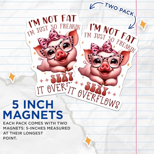 (2 Pack) Funny Pig Magnets - Cute Pig Design - 5" On Longest Side - for Cars, Fridges, Toolboxes - Made in USA - MAG7943