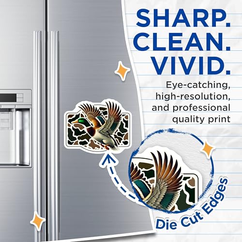 (2 Pack) Duck Hunting Magnets Magnets - Wildlife Art - Nature Lover Decor - 5" On Longest Side - Made in USA - Sticks to Refrigerators & Metal Surfaces - MAG8717