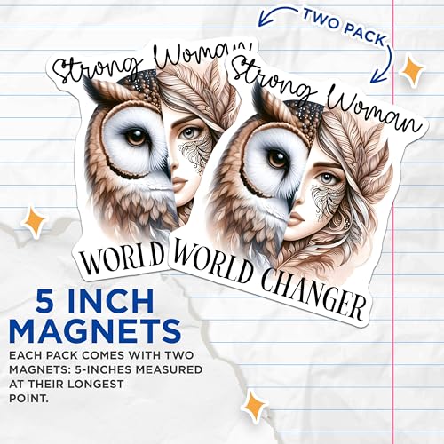 (2 Pack) Strong Woman Magnets Magnets - World Changer - Inspirational Quote - 5" On Longest Side - Made in USA - Sticks to Refrigerators & Metal Surfaces - MAG9236