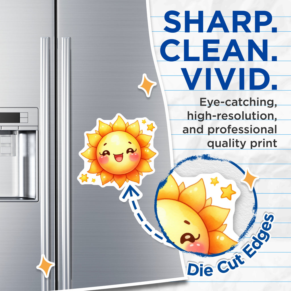 (2 Pack) Kawaii Sun Magnets - Cute Happy Smiling Sun Refrigerator Decor - Positive Vibe Sunny Kitchen Decor - 5 Inches On Longest Side - Thick Durable Magnet - Made in USA - MAG38543