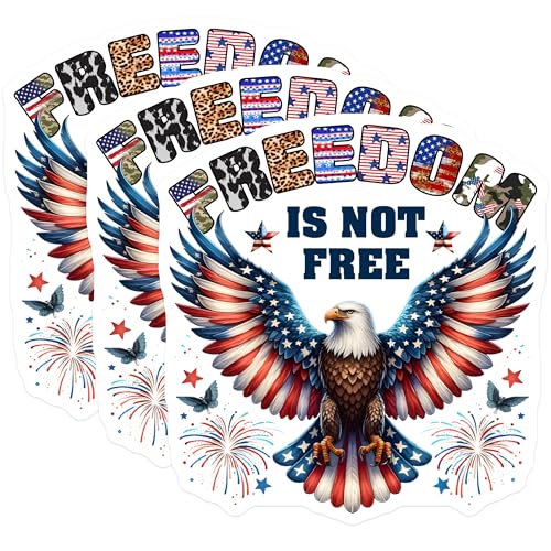 (3 Pack) Patriotic Eagle Decals - Freedom Decals - American Flag Decal - 3 Inches On Longest Side - Easy Peel & Apply - Made in USA - 3MCS6169