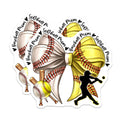 (2 Pack) Baseball Softball Mom Magnets - Sports Parent Fan Art - Game Day Vehicle Decor - 5 Inches On Longest Side - Thick Durable Magnet - Made in USA - MAG26960