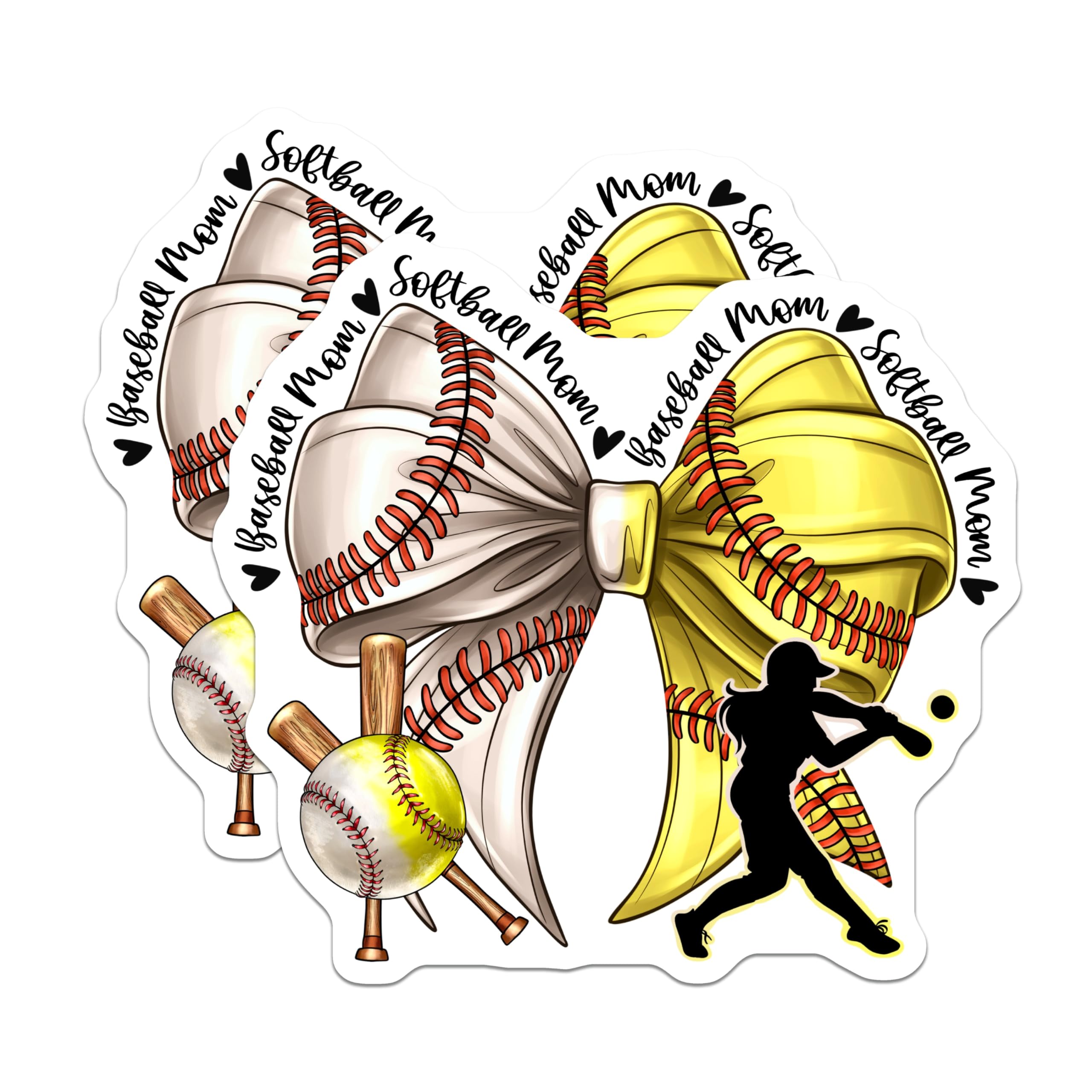 (2 Pack) Baseball Softball Mom Magnets - Sports Parent Fan Art - Game Day Vehicle Decor - 5 Inches On Longest Side - Thick Durable Magnet - Made in USA - MAG26960