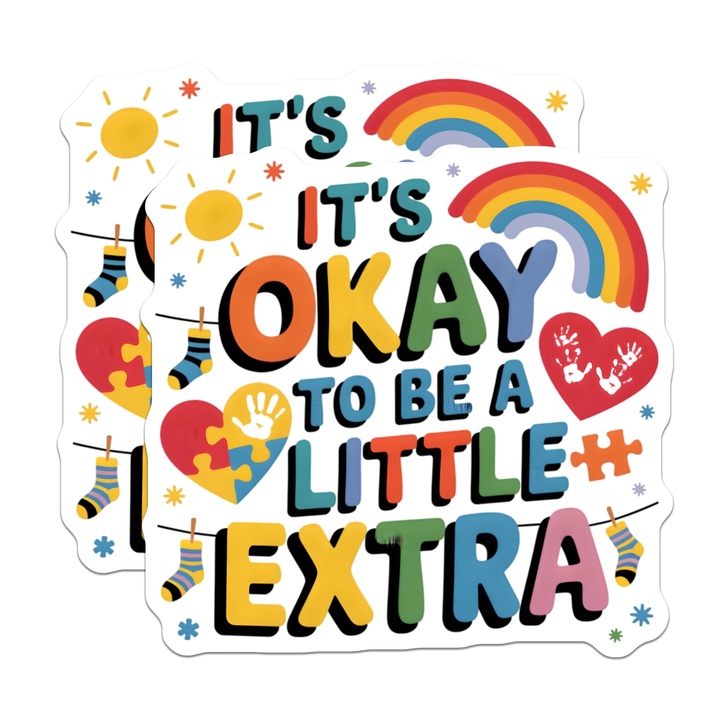(2 Pack) It's Okay To Be A Little Extra Magnets - Neurodiversity Autism Acceptance - Positive Affirmation Inspirational Decor - 5 Inches On Longest Side - Thick Durable Magnet - Made in USA - MAG38144