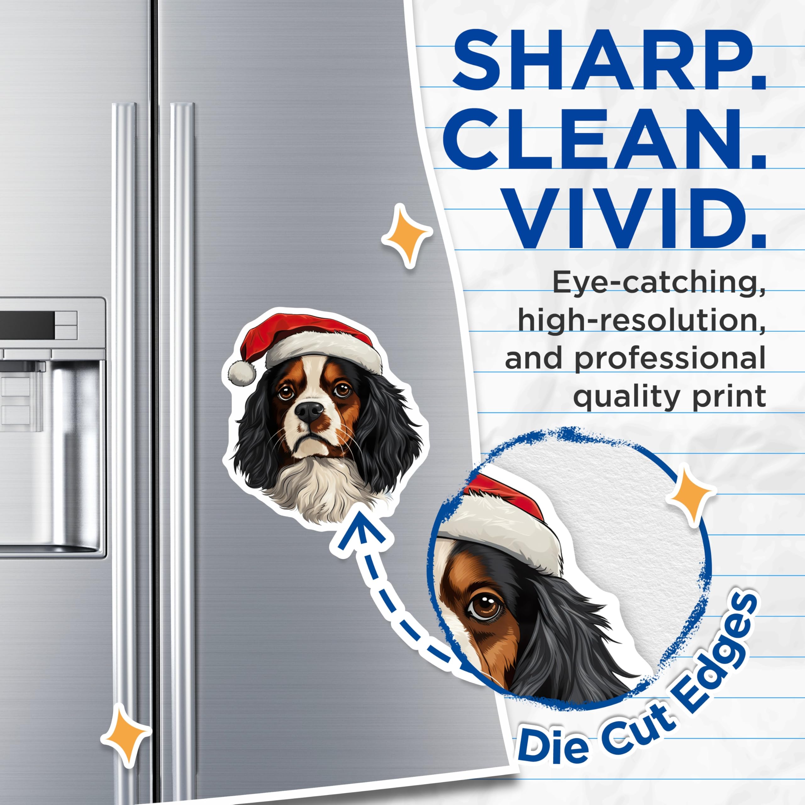 (2 Pack) Cavalier King Charles Spaniel Magnets - Christmas Dog Decor - Holiday Pet Kennel Art - 5 Inches On Longest Side - Thick Durable Magnet - Made in USA - MAG23388