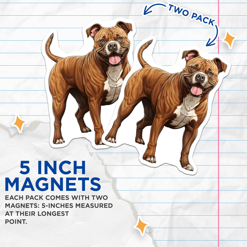 (2 Pack) American Bulldog Magnets - Bully Breed Dog Lover - Happy Dog Art - Pet Parent Refrigerator Decor - 5 Inches On Longest Side - Thick Durable Magnet - Made in USA - MAG25508