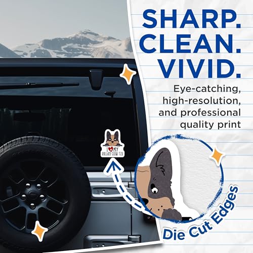 (2 Pack) I Love My Bulldog Stickers - Cute Dog Stickers - Animal Lover Vinyl Decals - 5" On Longest Side - Sticks to Smooth Flat Surfaces - Made in USA - BMCS4303