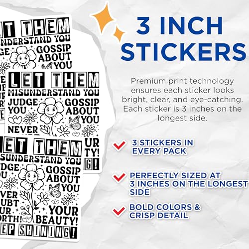 (3 Pack) Inspirational Quote Decals - Positive Affirmation Decal - Laptop Decal - 3 Inches On Longest Side - Easy Peel & Apply - Made in USA - 3MCS4937