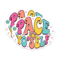 (2 Pack) Pace Yo Self Stickers - Retro Motivational Sticker - 5" On Longest Side - Sticks to Smooth Flat Surfaces - Made in USA - BMCS9139 - BMCS9139