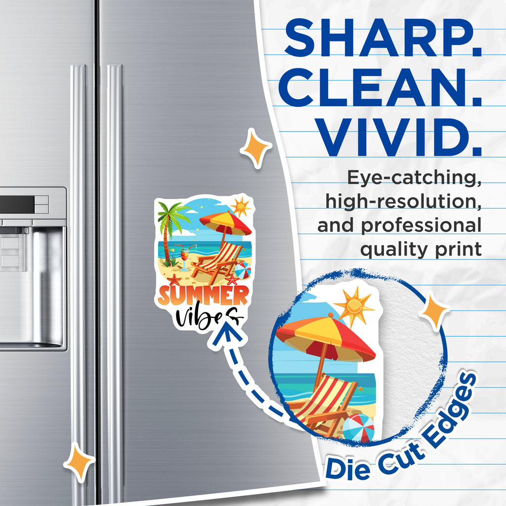 (2 Pack) Summer Vibes Magnets - Beach Vacation Scene - Tropical Fridge Locker Decor - 5 Inches On Longest Side - Thick Durable Magnet - Made in USA - MAG39400