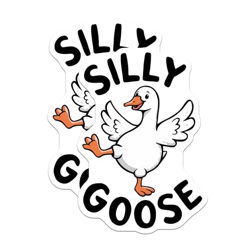 (2 Pack) Silly Goose Stickers - Cute Animal Stickers - Fun Cartoon Goose Decal - 5" On Longest Side - Sticks to Smooth Flat Surfaces - Made in USA - BMCS4608
