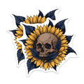 (2 Pack) Skull Sunflower Stickers - Gothic Decal - Floral Skull Sticker - 5" On Longest Side - Sticks to Smooth Flat Surfaces - Made in USA - BMCS18721