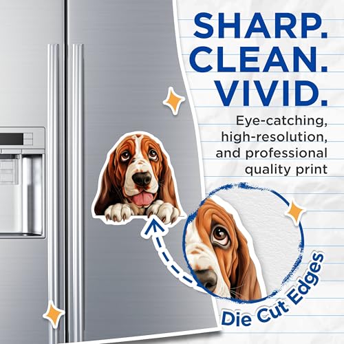 (2 Pack) Cute Puppy Decor Magnet - Fridge Decoration - Doggy Art - 5" On Longest Side - Sticks to Smooth Flat Surfaces - Made in USA - MAG9853