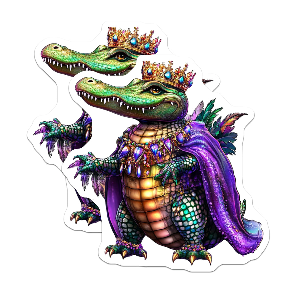(2 Pack) King Alligator Magnets - Reptile Crowned Decor - Fantasy Alligator Fridge Magnets - 5" On Longest Side - Premium Magnet - for Cars, Refrigerators, Toolboxes, Lockers - Made in USA - MAG14862
