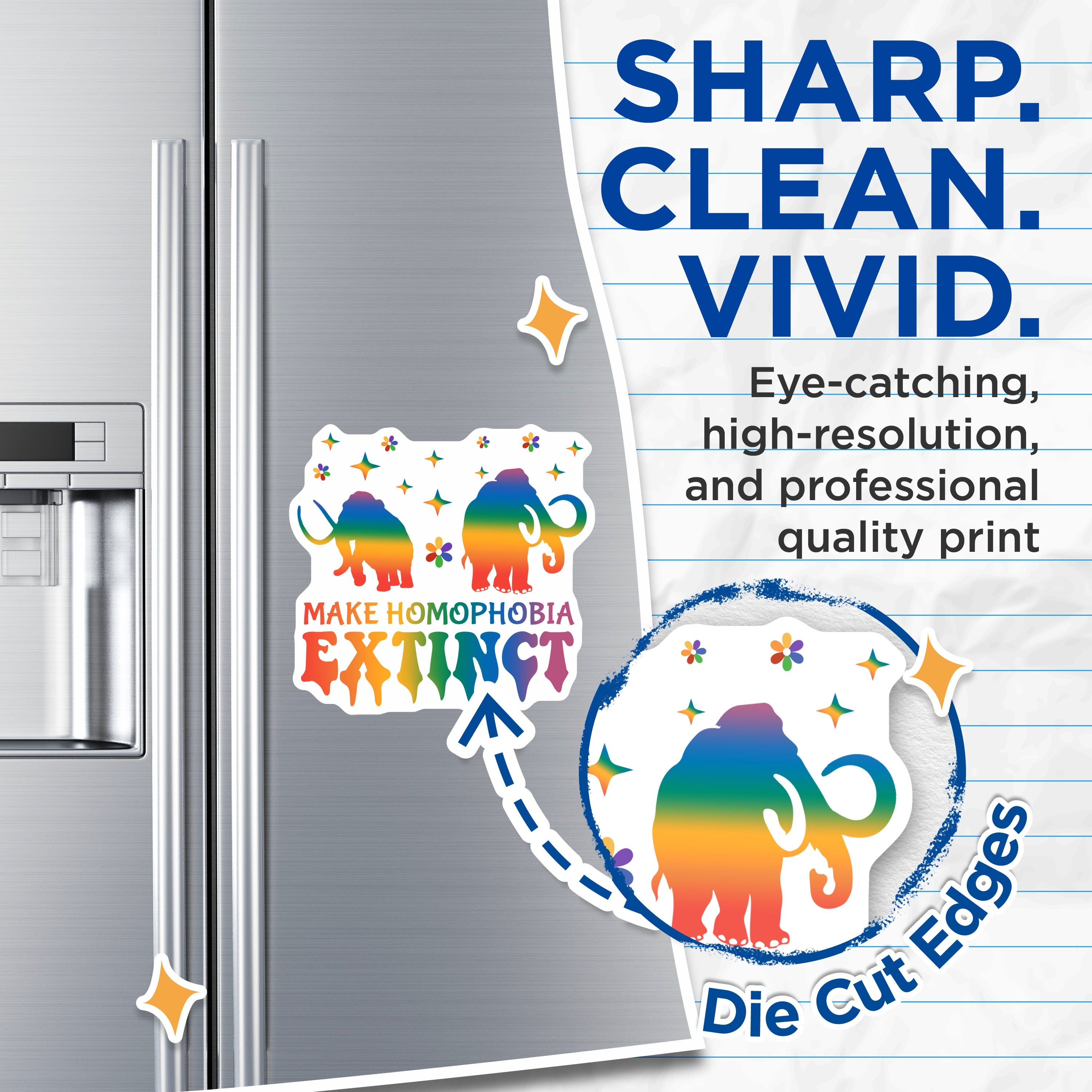 (2 Pack) Pride Magnets - Homophobia Extinct Rainbow Elephant LGBTQ Ally - Activist Fridge Locker Decor - 5 Inches On Longest Side - Thick Durable Magnet - Made in USA - MAG37737