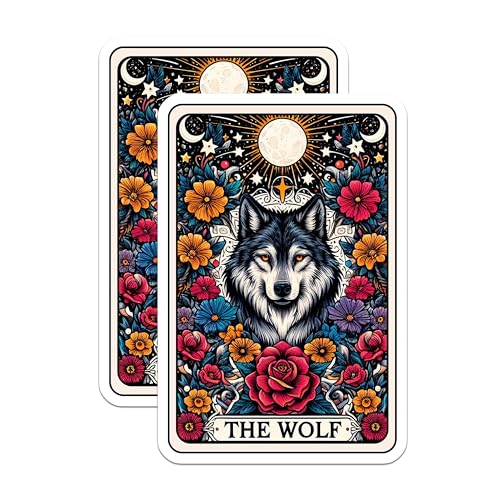 (2 Pack) Wolf Art Magnets - Floral Wolf Design Magnets - Nature Inspired Wolf Illustration Magnets for Home and Office - 5" On Longest Side - for Cars, Fridges, Toolboxes - Made in USA - MAG4492