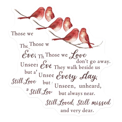 (3 Pack) Memorial Decals - Cardinal Bird Decal - Sympathy Remembrance - Those We Love Laptop Decal - 3 Inches On Longest Side - Easy Peel & Apply - Made in USA - 3MCS7264