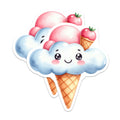 (2 Pack) Kawaii Cloud Ice Cream Magnets - Cute Dessert Fridge Decor - Happy Face Kitchen Accessories for Teens - 5 Inches On Longest Side - Thick Durable Magnet - Made in USA - MAG37977