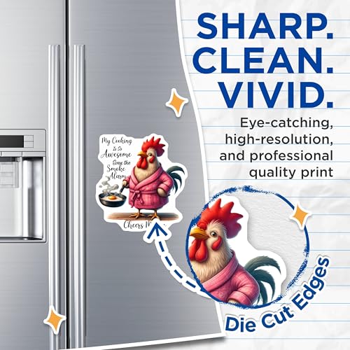 (2 Pack) Funny Chicken Magnets - Smoke Alarm Chef - Retro Kitchen ation - 5" On Longest Side - for Cars, Fridges, Toolboxes - Made in USA - MAG4508
