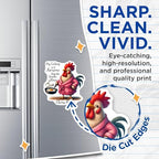 (2 Pack) Funny Chicken Magnets - Smoke Alarm Chef - Retro Kitchen ation - 5" On Longest Side - for Cars, Fridges, Toolboxes - Made in USA - MAG4508