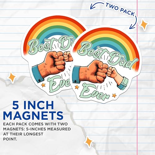 (2 Pack) Best Dad Ever Magnets - Father's Day Decor - Unique Dad Appreciation - Cool Dad Gifts - 5" On Longest Side - for Cars, Fridges, Toolboxes - Made in USA - MAG7476