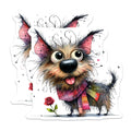 (2 Pack) Cute Scruffy Dog Magnets - Whimsical Watercolor Terrier - Pet Lover Fridge Decor - 5 Inches On Longest Side - Thick Durable Magnet - Made in USA - MAG29626