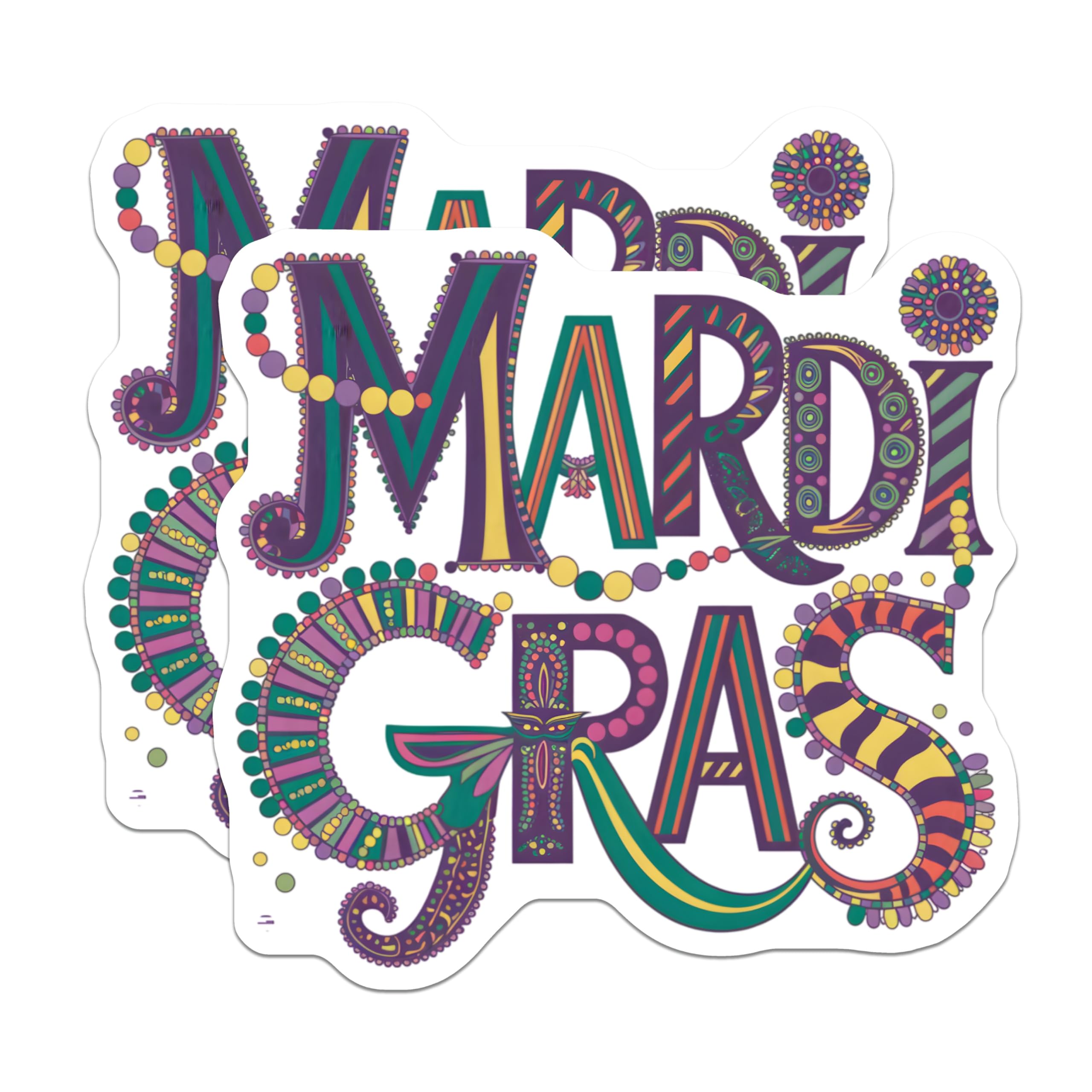 (2 Pack) Mardi Gras Magnets - Festive Party Decor - Celebration Theme - 5" On Longest Side - Premium Magnet - for Cars, Refrigerators, Toolboxes, Lockers - Made in USA - MAG15568