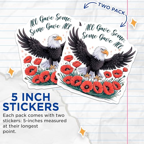 (2 Pack) Eagle Stickers - 5" On Longest Side - Sticks to Smooth Flat Surfaces - Made in USA - BMCS8362 - BMCS8362