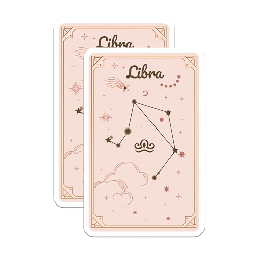 (2 Pack) Libra Zodiac Constellation Stickers - Astrology Sign - Horoscope Vinyl Decal - 5" On Longest Side - Sticks to Smooth Flat Surfaces - Made in USA - BMCS9605