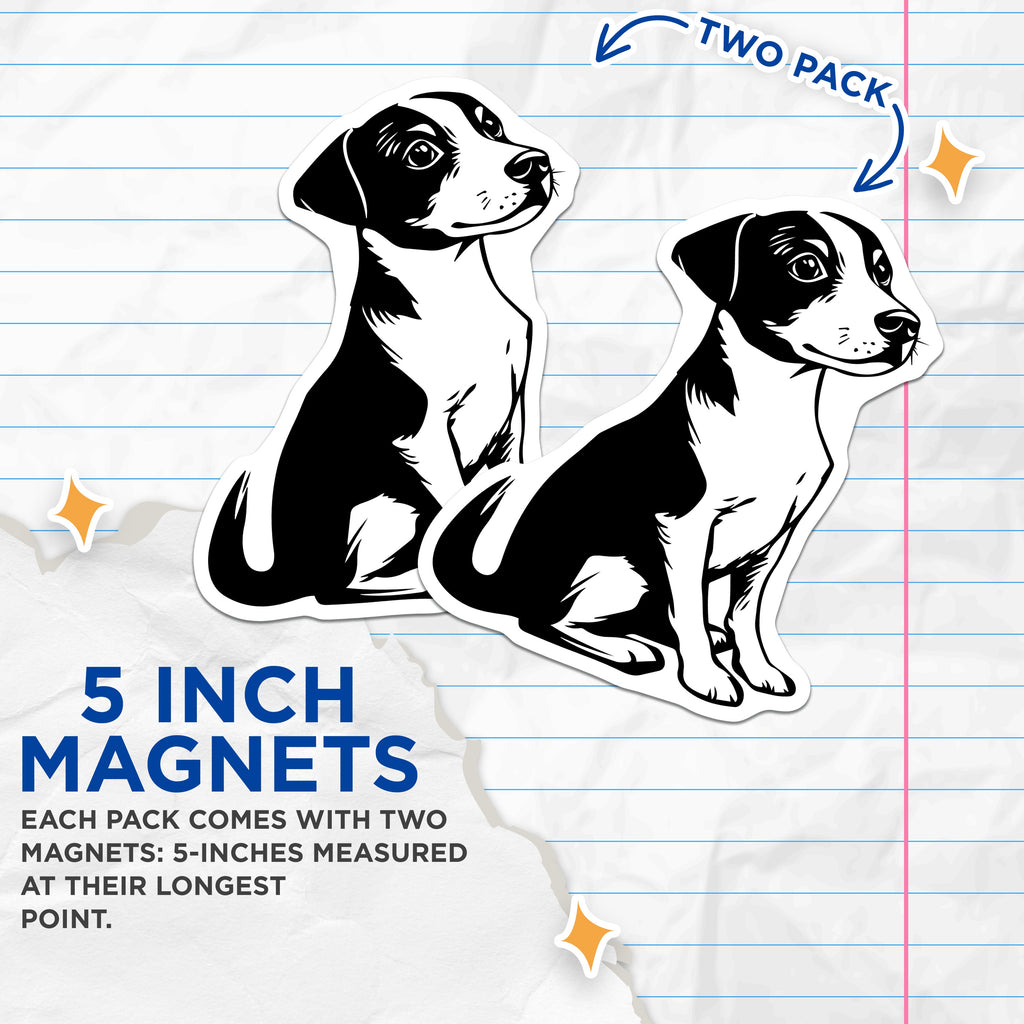 (2 Pack) Adorable Puppy Magnets - Dog Mom Refrigerator Decor - Pet Animal Locker Accessory for Dog Lovers - 5 Inches On Longest Side - Thick Durable Magnet - Made in USA - MAG37280