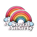 (2 Pack) Social Anxiety Stickers - Mental Health Humor - Rainbow Set - 5" On Longest Side - Sticks to Smooth Flat Surfaces - Made in USA - BMCS7681
