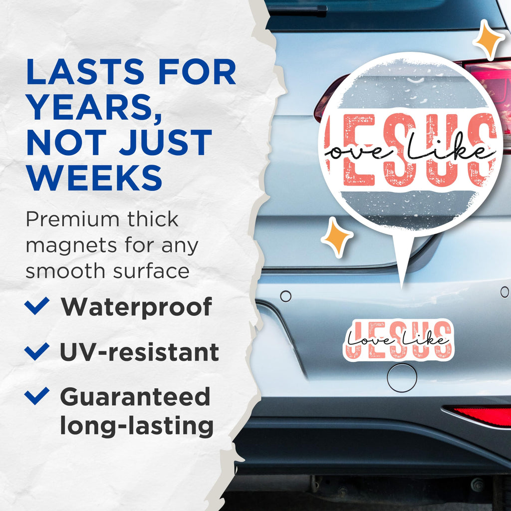 (2 Pack) Love Like Jesus Magnets - Christian Refrigerator Decor - Faith Based Kitchen Art - Spiritual Home Reminder - 5 Inches On Longest Side - Thick Durable Magnet - Made in USA - MAG29099