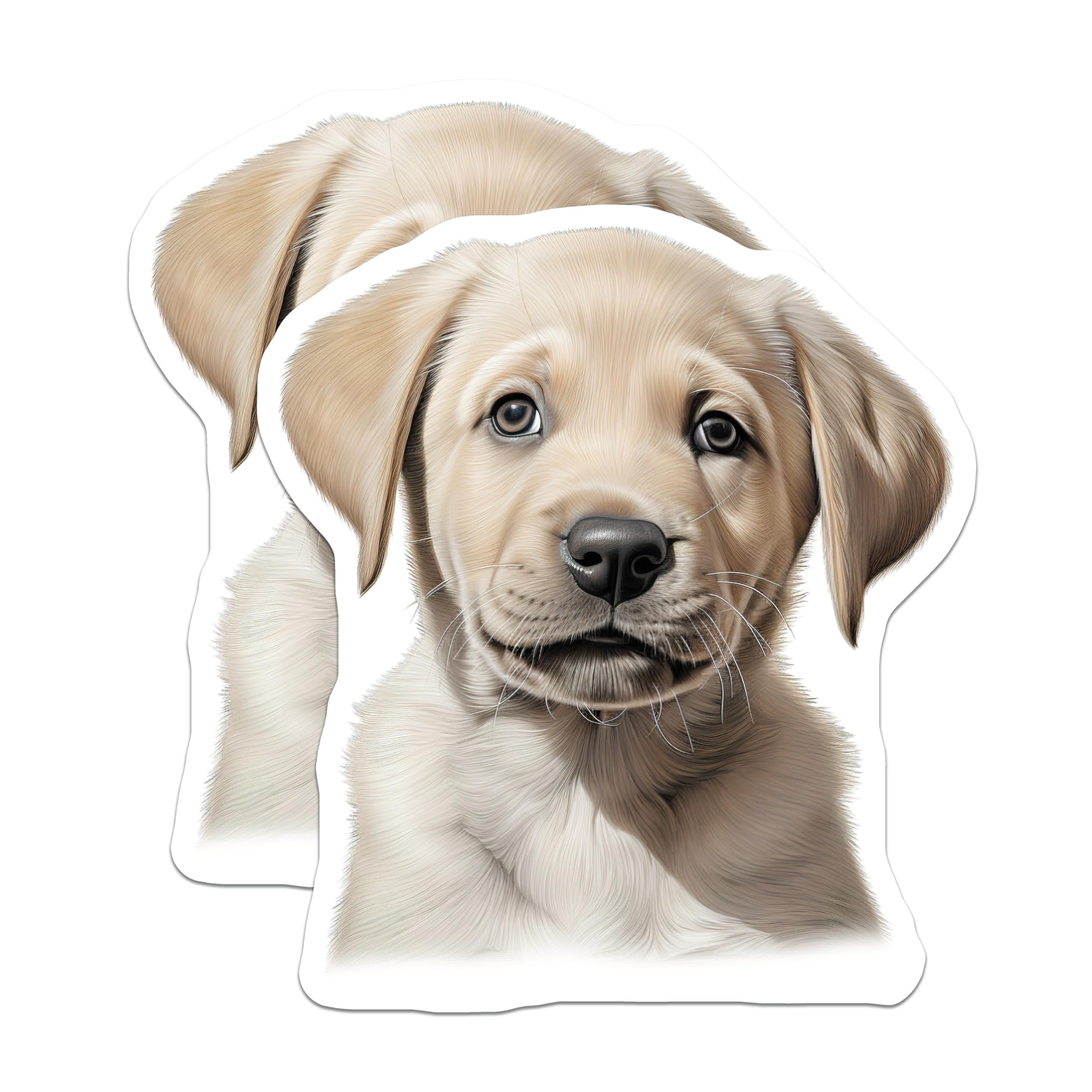(2 Pack) Adorable Labrador Puppy Magnets - Yellow Lab Dog Refrigerator Decor - Cute Pet Lover Kitchen Office Locker Accent - 5 Inches On Longest Side - Thick Durable Magnet - Made in USA - MAG28316